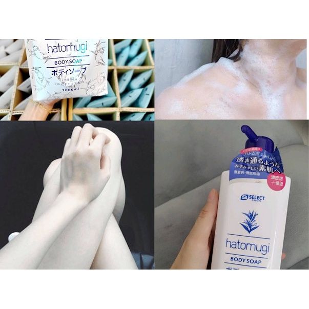 Sữa Tắm Dưỡng Ẩm Trắng Da Hatomugi Bady Soap S Select (Gói Refill) 1000ML - Nhật Bản Chiết Xuất Ý Dĩ Dịu Nhẹ Cho Da.