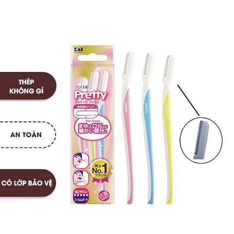 [ Dao Cạo Lông Mày] Nữ KAI Pretty Eyebrow Thân Nhựa- Set 3 cái