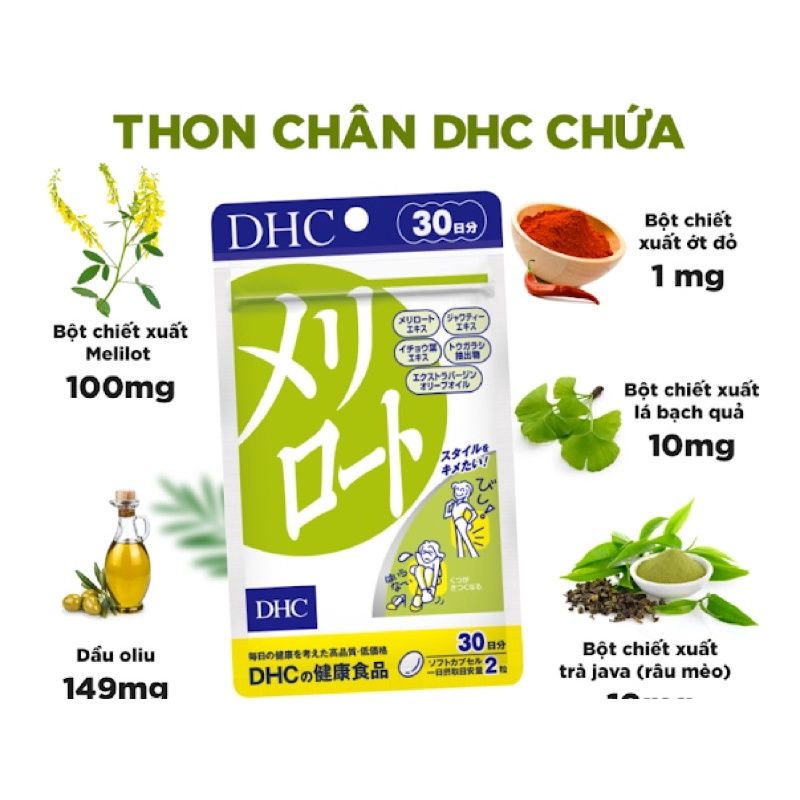 Thực Phẩm Bảo Vệ Sức Khỏe Dhc Melilot Thon Gọn Bắp Tay Đùi, Giảm Mỡ Đùi