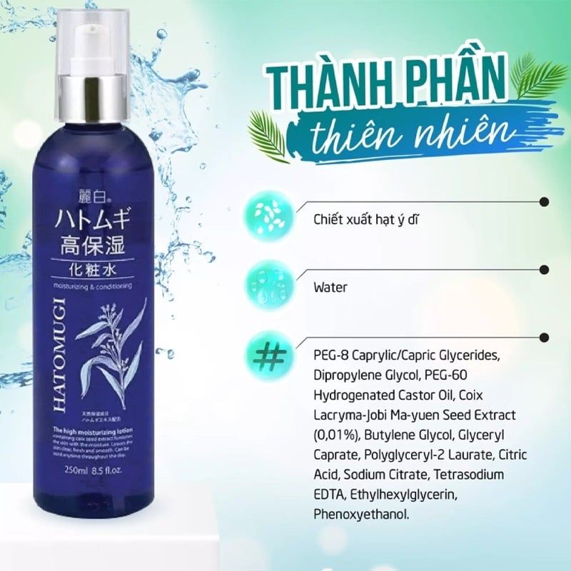 Nước Hoa Hồng Dưỡng Ẩm Reihaku Hatomugi High Moisturizing Lotion Nhật Bản Giúp Sáng Da, Bổ Sung Collagen, Da Mụn 250ml