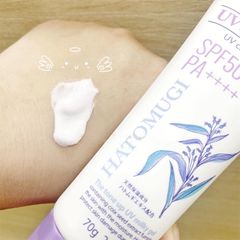 Kem Chống Nắng Hatomugi UV Care & Moisturizing SPF50+ PA++++ Nhật Bản Chiết Xuất Hạt Ý Dĩ Dưỡng Trắng Nâng Tone 80G