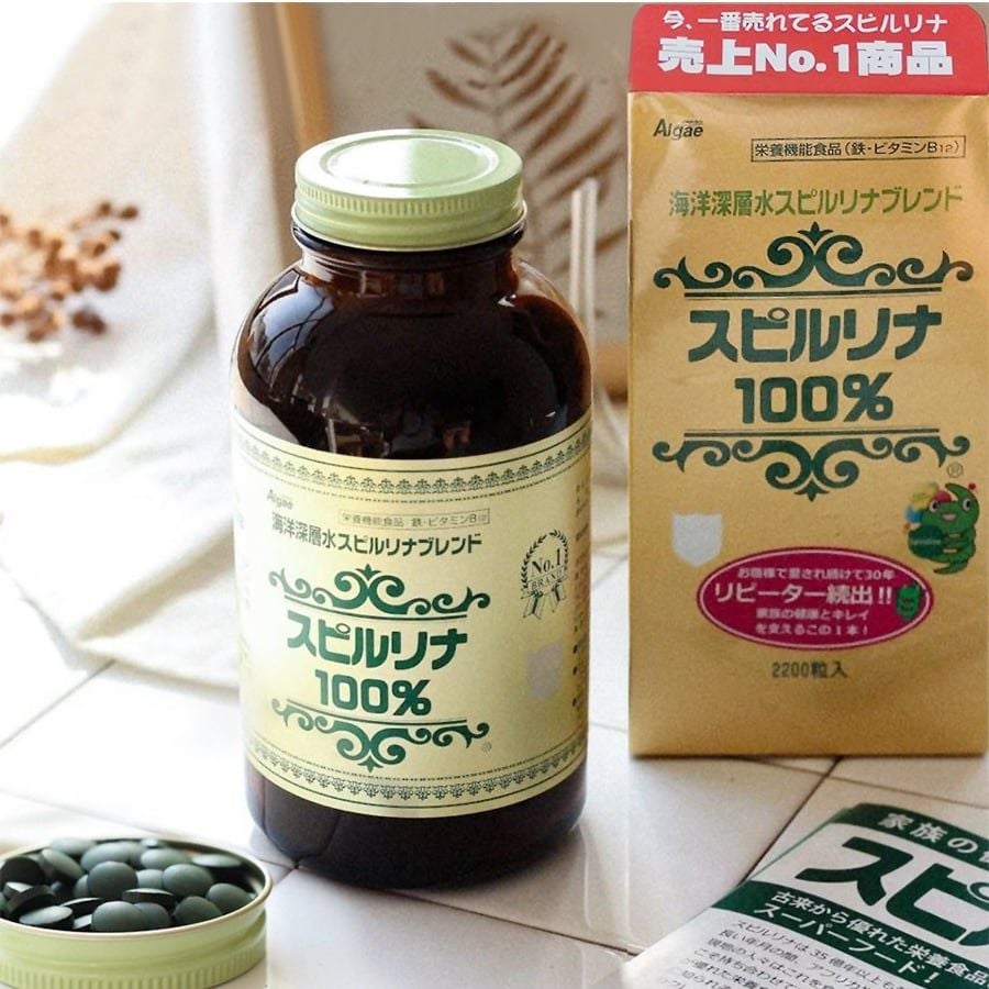 Tảo Xoắn Spirulina Nhật Bản Hộp 2200 Viên tem đỏ