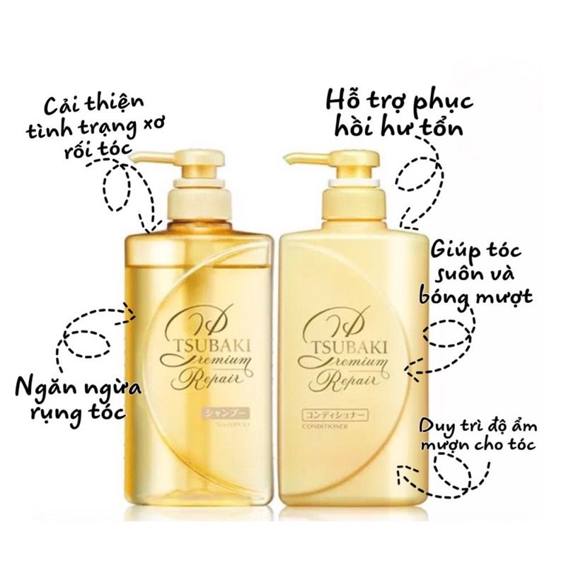 Bộ Gội Xả Premium Repair Tsubaki Shiseido Phục Hồi Ngăn Rụng Tóc  490ml/chai