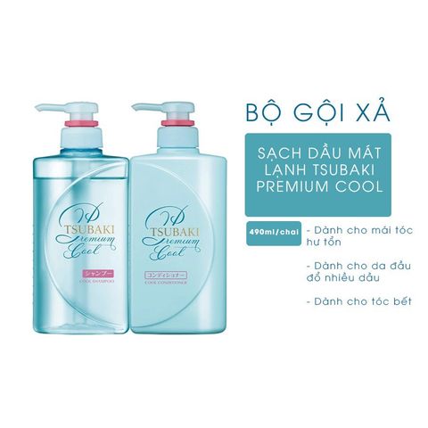 Bộ Dầu Gội Xả Tsubaki Xanh, Sạch và Mát Lạnh, Phục Hồi Chân Tóc Hư Tổn, Giảm Gàu Và Mượt Tóc