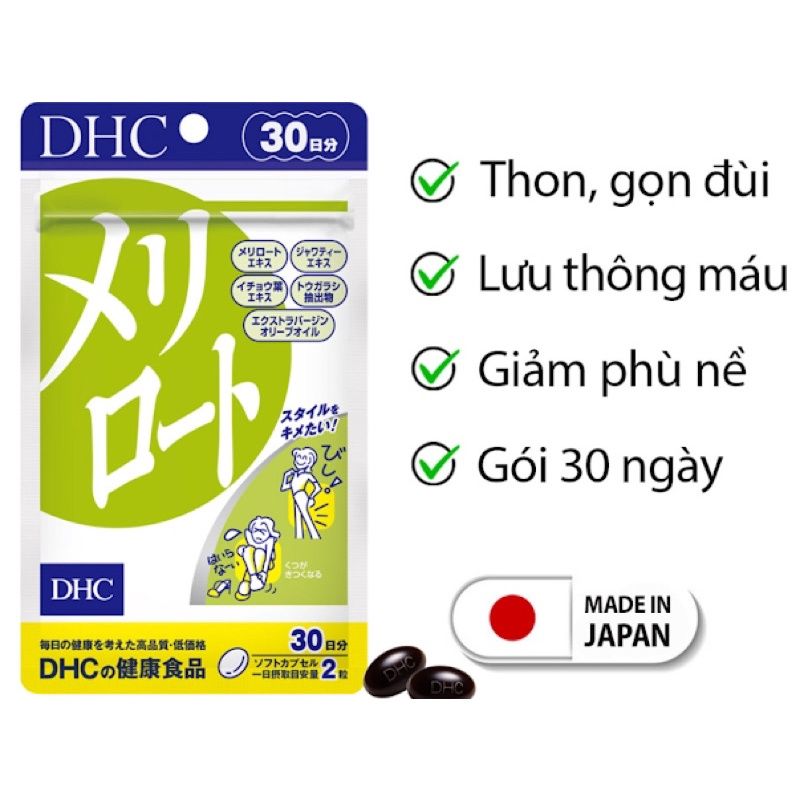 Thực Phẩm Bảo Vệ Sức Khỏe Dhc Melilot Thon Gọn Bắp Tay Đùi, Giảm Mỡ Đùi