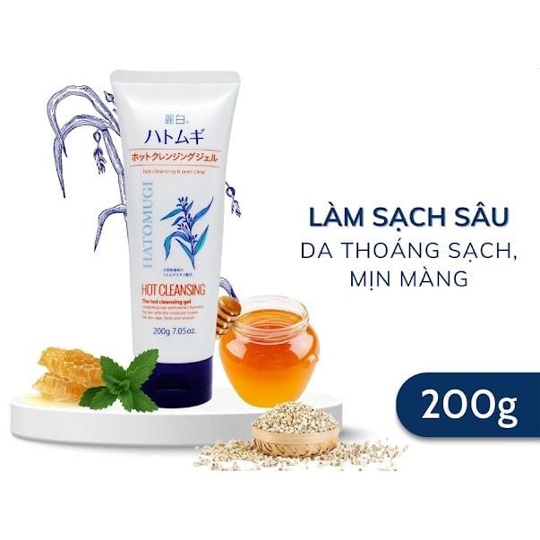 Gel Tẩy Trang Hatomugi Sạch Sâu Giảm Mụn Đầu Đen Hot Cleansing Gel Chiết Xuất Ý Dĩ Nhật Bản - 200g
