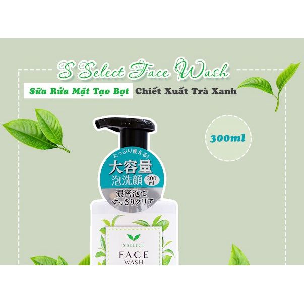 Sữa Rửa Mặt Tạo Bọt Chiết Xuất Trà Xanh S Select Nhật Bản 300 ML