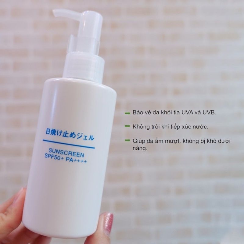 Kem Chống Nắng Muji Dạng Gel Nhẹ Dịu Da Nhạy Cảm Sunscreen SPF50+ Nhật Bản 150g