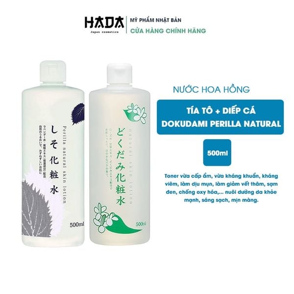 Nước Hoa Hồng Lotion Diếp Cá, Tía Tô DOKUDAMI giảm mụn 500ml