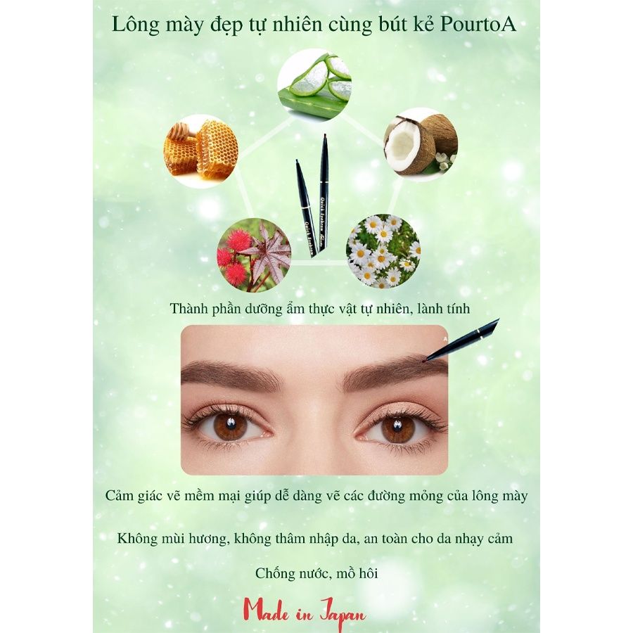 Chì Kẻ Lông Mày Pourto A Chống Mồ Hôi Và Nước Không cầnn Gọt Đầu Quick Eyebrow Nhật Bản