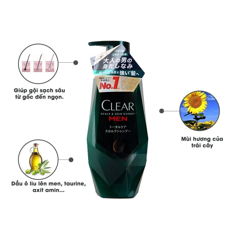 Dầu gội sạch gàu Clear Nhật Bản Scalp & Hair Expert dành cho nam 350ml