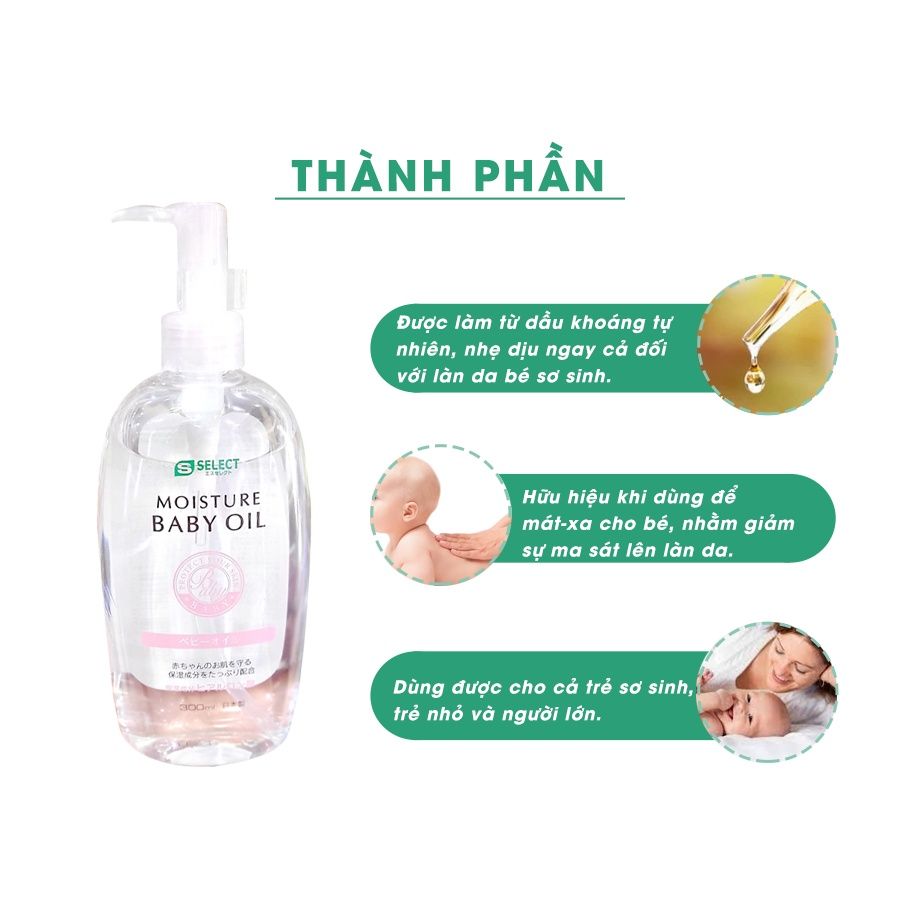 Sữa Dưỡng Thể Cho Bé Aroma Oil Baby Lotion S Select Nhật Bản Tinh Dầu Thiên Nhiên Dưỡng Ẩm Cho Bé 300ml