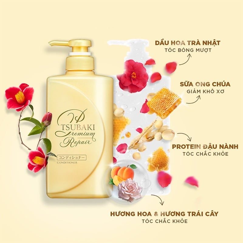 Bộ Dầu Gội Xả Tóc Cao Cấp Shiseido Tsubaki Premium Repair Giúp Phục Hồi, Ngăn Ngừa Rụng Tóc (2 chai x 490ml)
