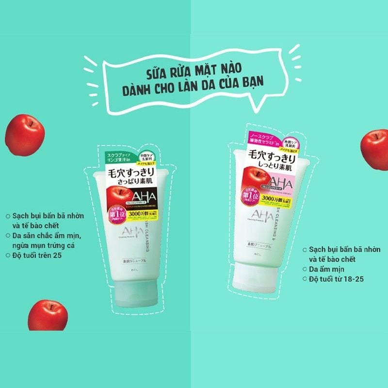 Sữa Rửa Mặt AHA Wash Cleansing Nhật Bản Chiết Xuất Trái Cây 120g