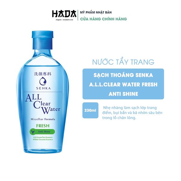 Nước Tẩy Trang Senka All Clear Water Nhật Bản Làm Sạch Lớp Trang Điểm, Bụi Bẩn, Bã Nhờn 230ML