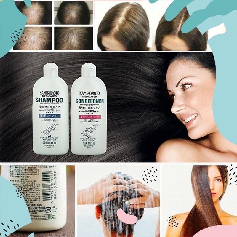 Bộ Dầu Gội Xả Kaminomoto Ngăn Ngừa Rụng Tóc, Kích Thích Mọc Tóc, Hỗ Trợ Phục Hồi Tóc Hư Tổn Nhật Bản 300ml