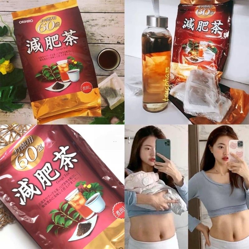 Trà Giảm Mỡ Bụng Genpi ORIHIO Nhật Bản Hỗ Trợ Giảm Béo, Mỡ Bắp Tay và Đùi, Chống Oxy Hoá (Gói 60 Túi Lọc)