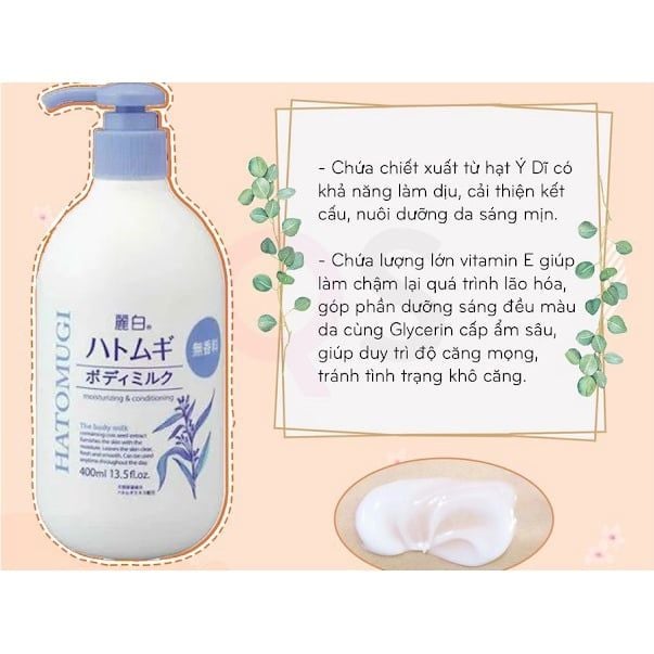 Sữa Dưỡng Thể Hatomugi  Dưỡng Ẩm Sáng Da Moisturizing Conditioning The Body Milk 400ml Mẩu Mới - Màu Xanh Ngọc