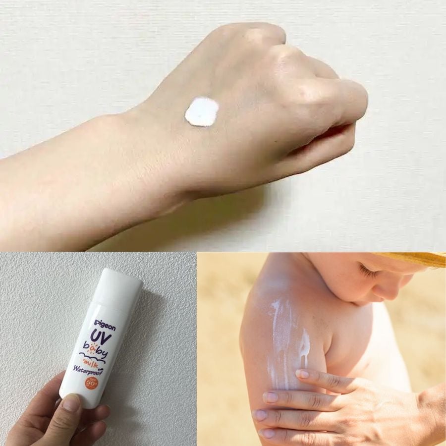 Kem Chống Nắng Cho Bé Pigeon Waterproof SPF50+ Nhật Bản Dạng Sữa Dịu nhẹ Chống Thấm Nước Cho Bé cho bé 0m+ 20g