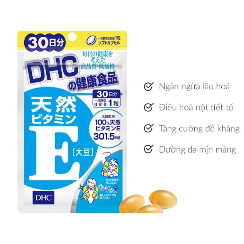 [ Viên uống Vitamin E DHC ] Ngừa Lão Hoá, Da Mịn.
