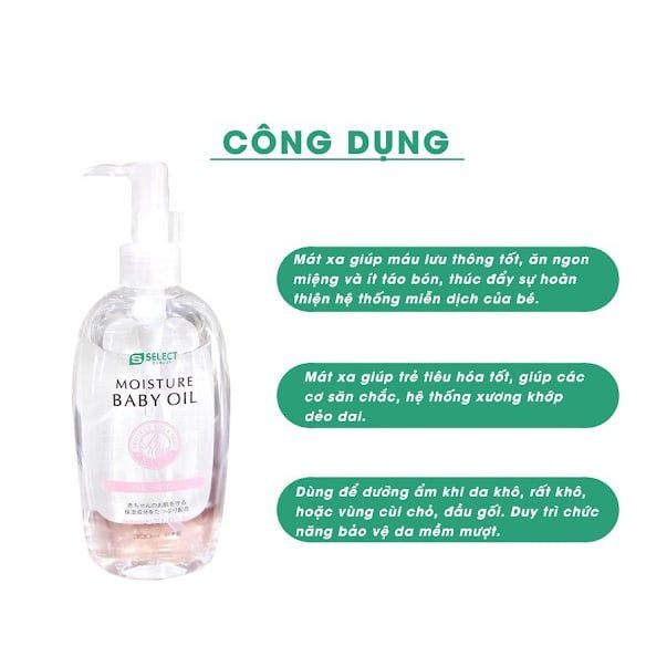 Dầu Dưỡng Massage Cho Bé Và Người Lớn  Baby Oil 300ml Nhật Bản - Cấp Ẩm Sâu, Ngăn Ngừa Khô Da