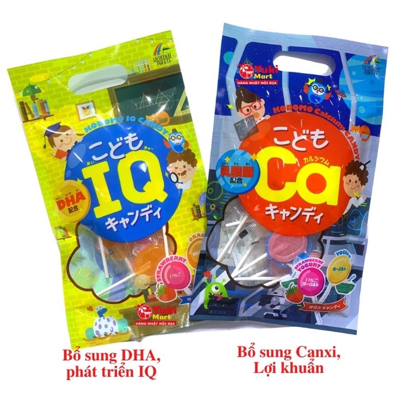 Kẹo Mút Trẻ Em Kodomo UNIMAT RIKEN IQ Nhật Bản  Bổ Sung DHA, Hương Trái Cây (Gói 10 Que)