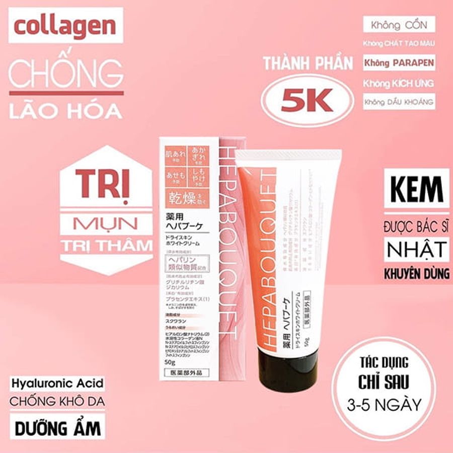 Kem Dưỡng Da Medicated Hepa Bouquet Nhật Bản Dưỡng Ẩm, Ngừa Lão Hóa & Khô Da 50g