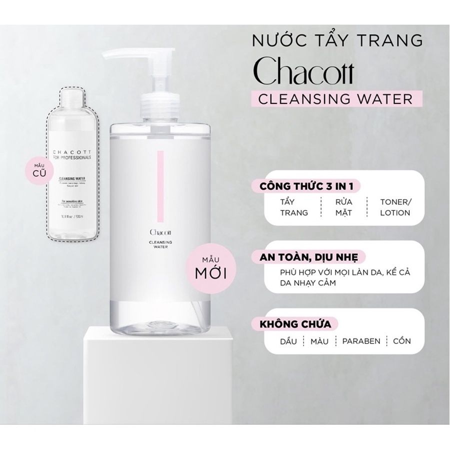 Nước tẩy trang Chacott Nhật Bản Làm Sạch Sâu, Dành Da Mụn, Da Nhạy Cảm 500ml