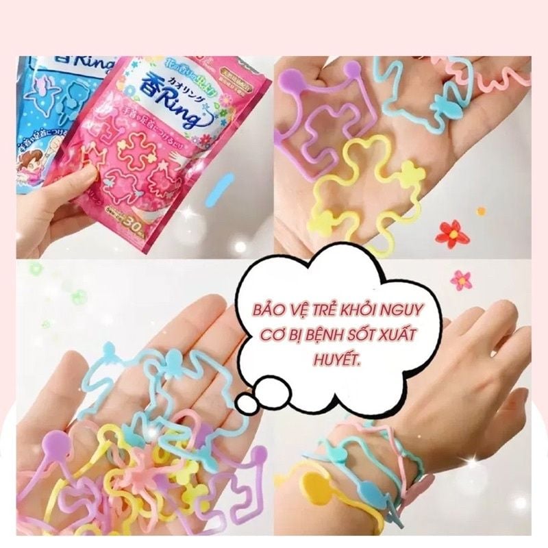Vòng Đeo Chống Muỗi, Đuổi Muỗi, Tránh Muỗi Kincho Chiết Xuất Hoa, Trái Cây (Bịch 30 Vòng)