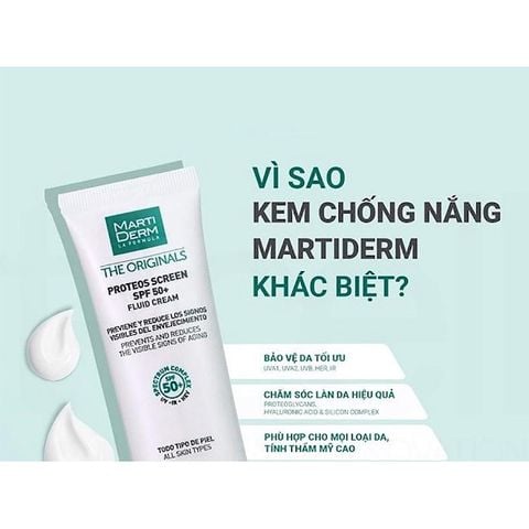 [Kem Chống Nắng Cao Cấp] Phổ Rộng Toàn Diện Ngừa Lão Hóa Martiderm The Originals Proteos Screen  SPF50+ 40ml