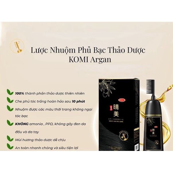Lược Nhuộm Phủ Bạc Thảo Dược Komi Argan 350ml Nhật Bản