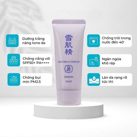 [Kem Chống Nắng Nâng Tone] Kose Sekkisei Skin Care UV Tone Up SPF30 PA +++ SEKKISEI Nhật Bản 35G