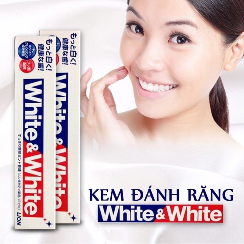 Kem Đánh Răng White & White Lion Nhật Bản, Giúp Làm Trắng Trăng, Hơi Thở Thơm Mát, Chắc Khoẻ, Ngừa Sâu Răng 150G
