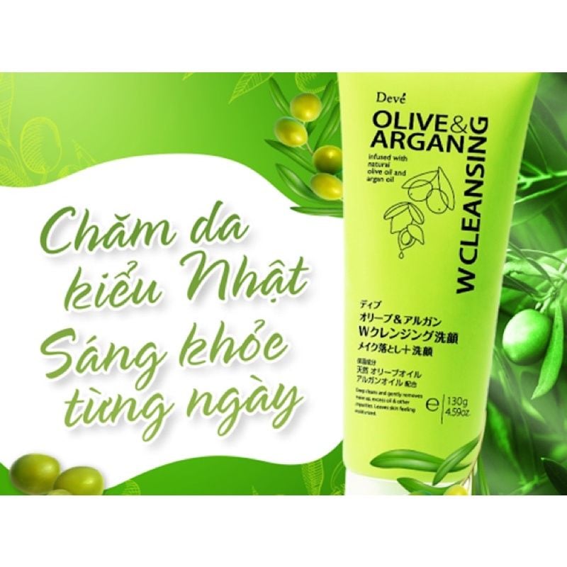 Sữa Rửa Mặt DEVE OLIVE & ARGAN Nhật Bản, Gel Rửa Mặt Dưỡng Ẩm, Làm Mềm Da.