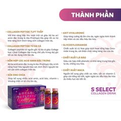 Nước uống Collagen  S Select Collagen Drink Làm Mờ Vết Nhăn, Làm Mềm Mịn Da, Tăng Đàn Hồi Da, Giúp Móng, Tóc Chắc Khỏe