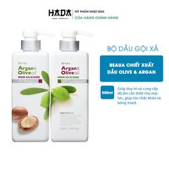 Bộ Dầu Gội Xả BEAUA Chiết Xuất Hạt Argan Và Dầu Oliu Nhật Bản, Phục Hồi Tóc Hư Tổn, Suôn Mượt 550Ml
