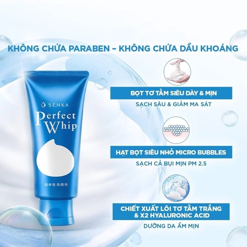 Sữa Rữa Mặt SENKA PERPECT WHIP Ngừa Mụn, Trắng Da, Chống Lão Hoá, Se Khít Lỗ Chân Lông 120Gr