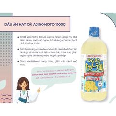 [Dầu Ăn Hoa Cải] AJINOMOTO Ngừa Tim Mạch, Béo Phì Nhật Bản 1000g