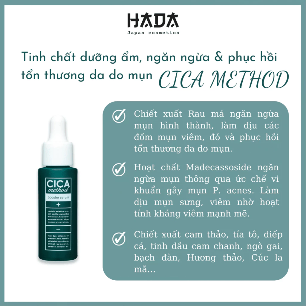 Combo chăm sóc toàn diện cho da mụn Cica Method (Kem dưỡng, tinh chất và xịt phun sương)