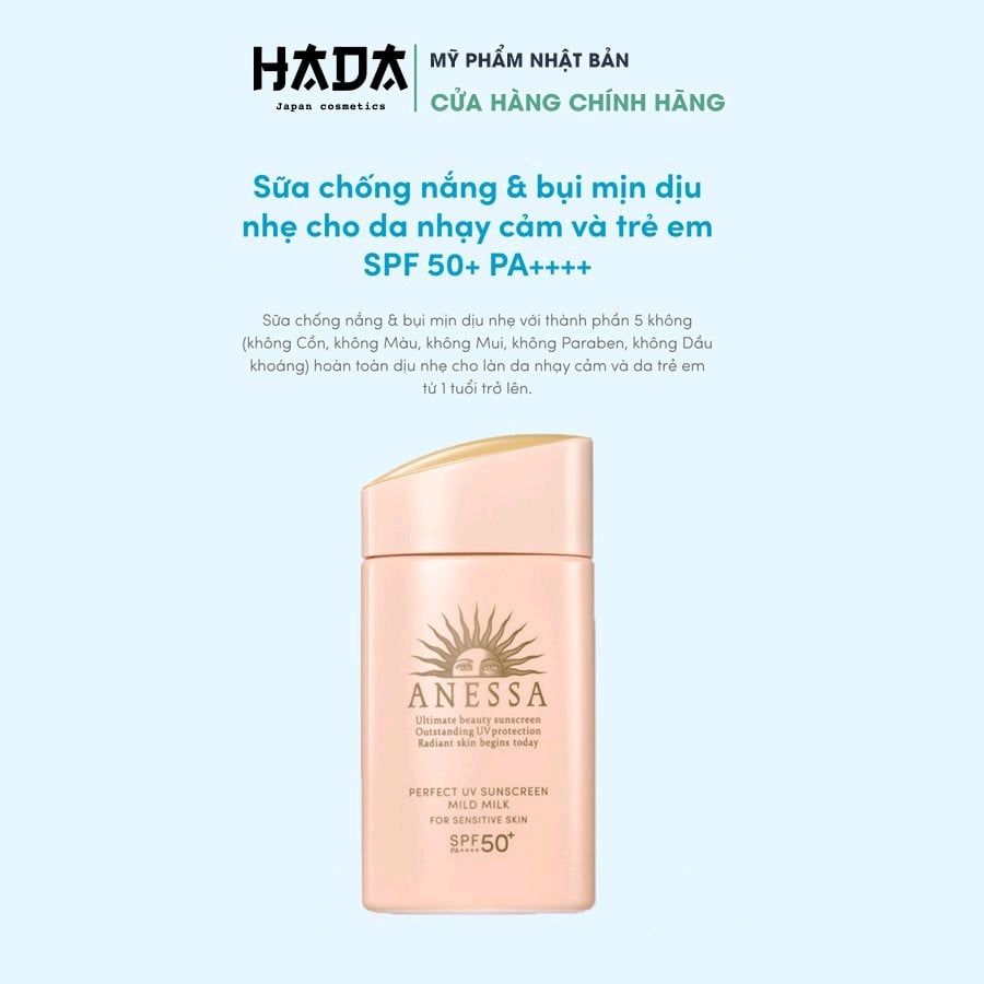 Kem Chống Nắng Dạng Sữa Cho Da Nhạy Cảm Anessa Perfect UV Sunscreen Mild Milk 60ml