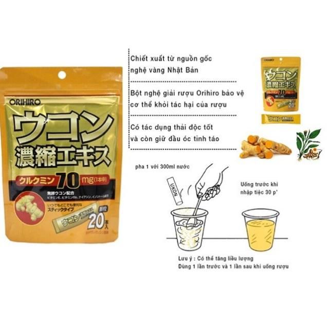 Tinh bột nghệ giải rượu Orihiro 20 gói