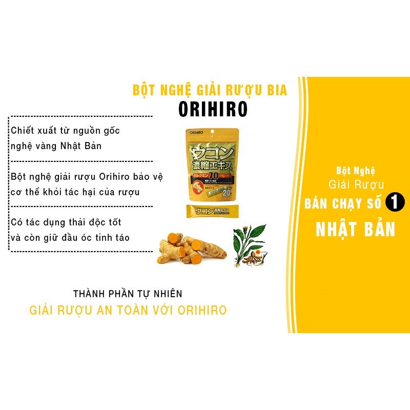 Tinh bột nghệ giải rượu Orihiro 20 gói