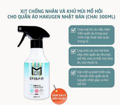 XỊT CHỐNG NHĂN VÀ KHỬ MÙI MỒ HÔI CHO QUẦN ÁO HAKUGEN NHẬT BẢN (CHAI 300ML)