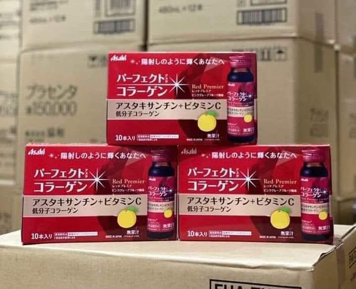 Nước Uống Collagen Asahi Perfect Asta 50ml * 10 chai màu đỏ ( Trên 30 tuổi)