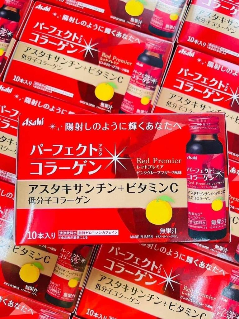 Nước Uống Collagen Asahi Perfect Asta 50ml * 10 chai màu đỏ ( Trên 30 tuổi)