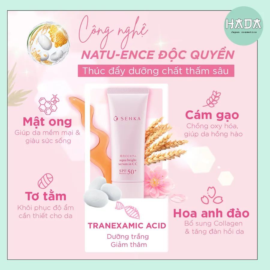Serum Chống Nắng, Nâng Tông, Dưỡng Trắng Da Senka Aqua Bright Serum In CC SPF50+/PA++++ 40g