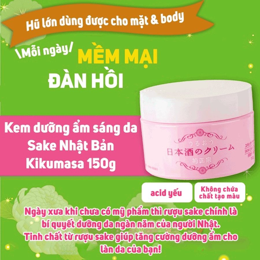 Kem Dưỡng Ẩm Sáng Da Nước Gạo Sake Nhật Bản Kikumasa Sake Cream 150g