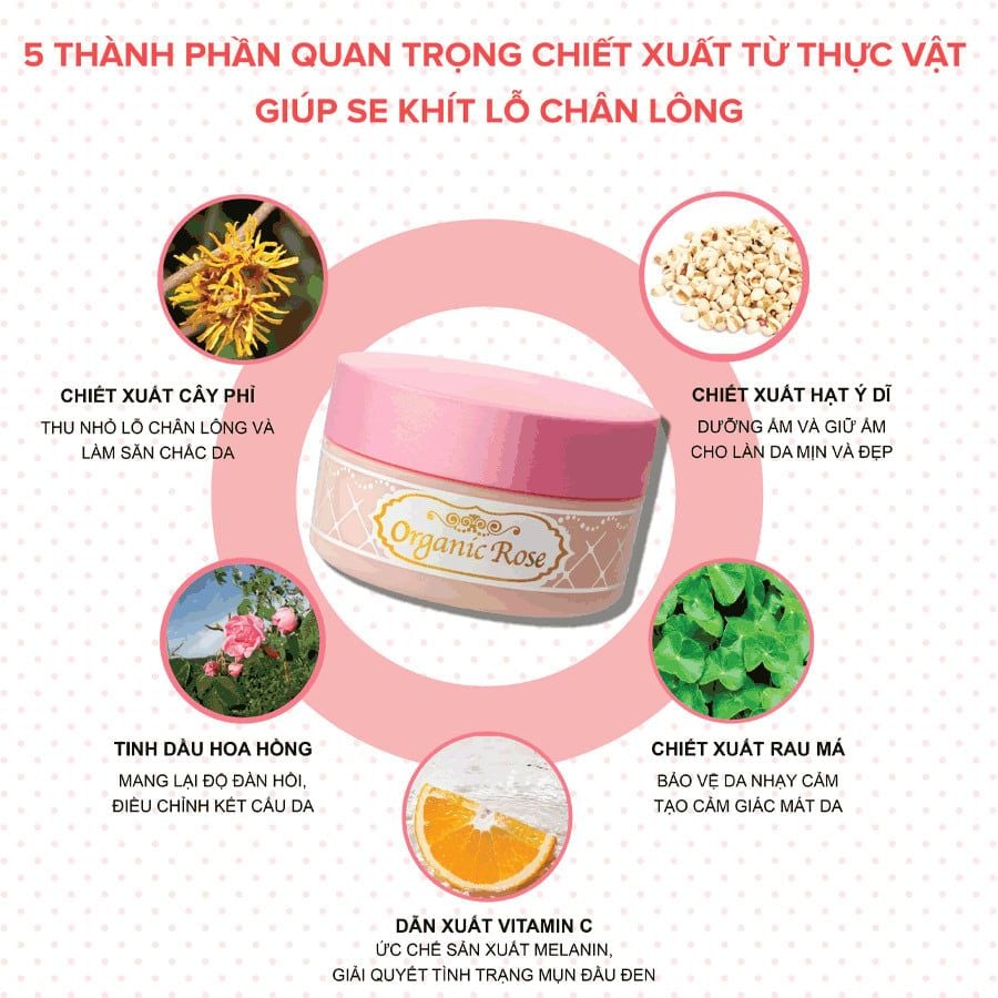 Gel Dưỡng Ẩm Se Khít Lỗ Chân Lông MEISHOKU Organic rose skin Conditioning Gel 90g
