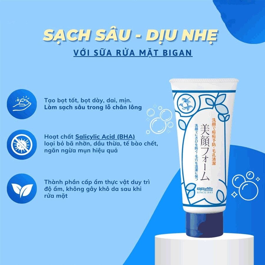 Sữa Rửa Mặt hỗ trợ giảm Mụn Bigan Meishoku Nhật Bản 80g