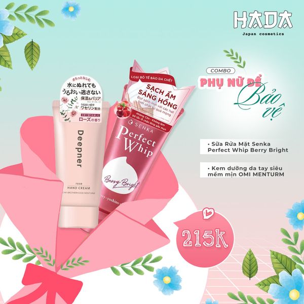 Combo Sữa rửa mặt Senka Berry Night + Kem dưỡng da tay Omi Menturm